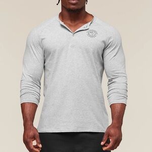 Men’s Heather Gray Athletic Size Large Gymshark Legacy Henley SOLD OUT Workout